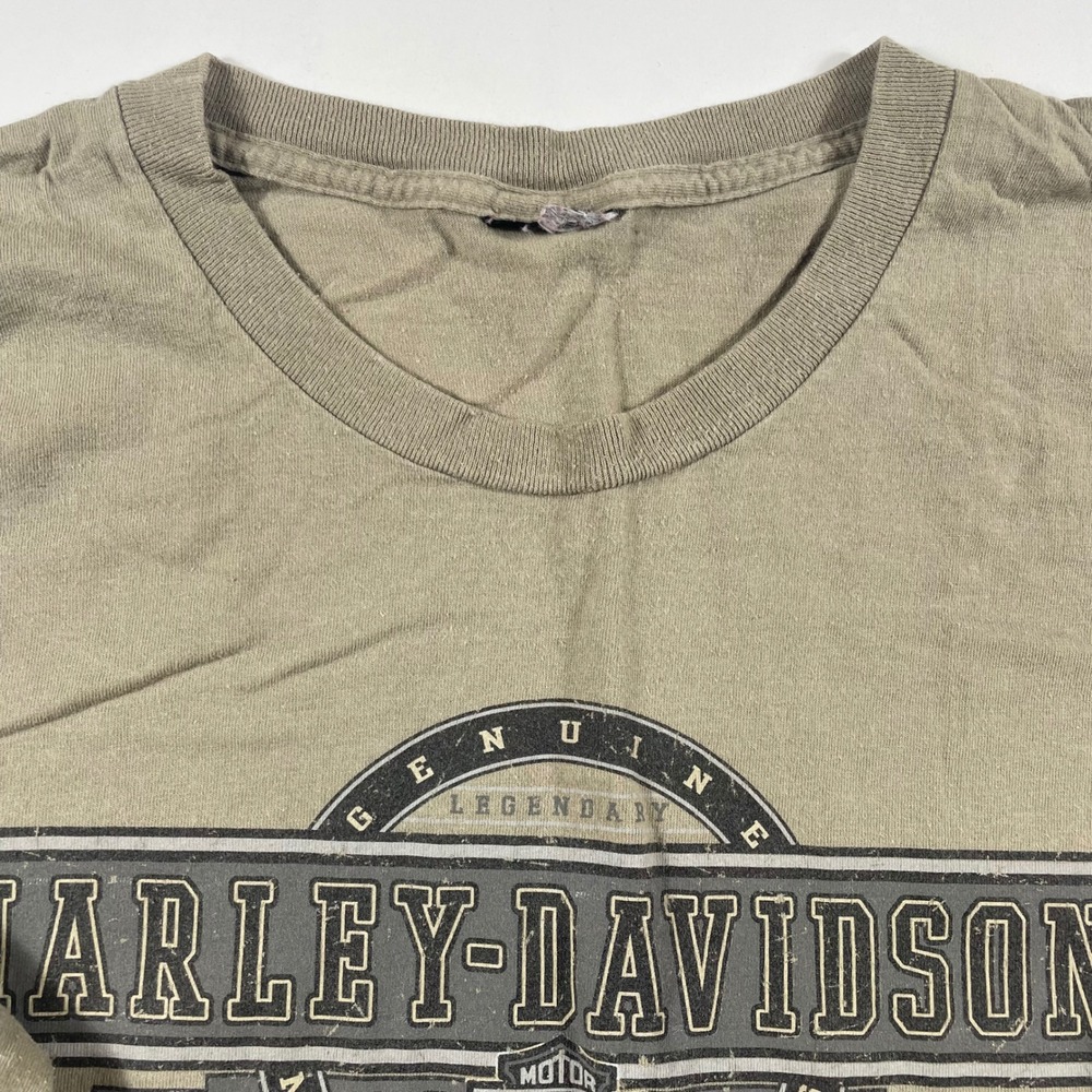 Harley-Davidson Long Sleeve T-Shirt Mens‎ L Ocean County NJ Graphic Tan Olive